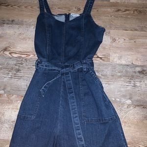 Denim overall shorts